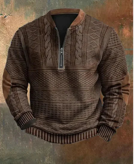 Men's Digital Print Half-Zip Sweater